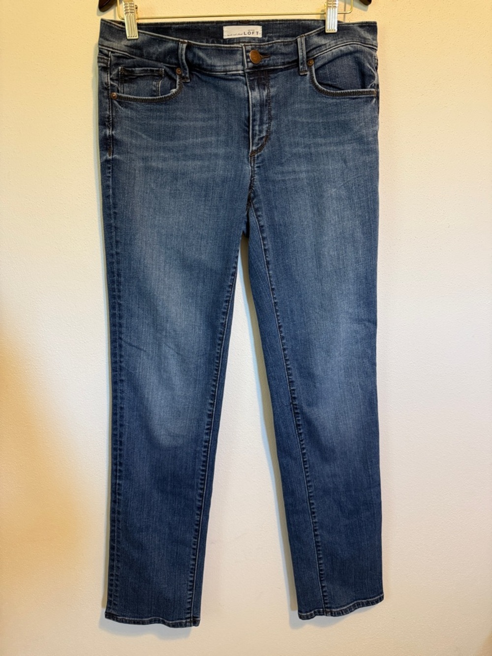 LOFT Women's Straight Leg Jeans in Medium Blue Wash